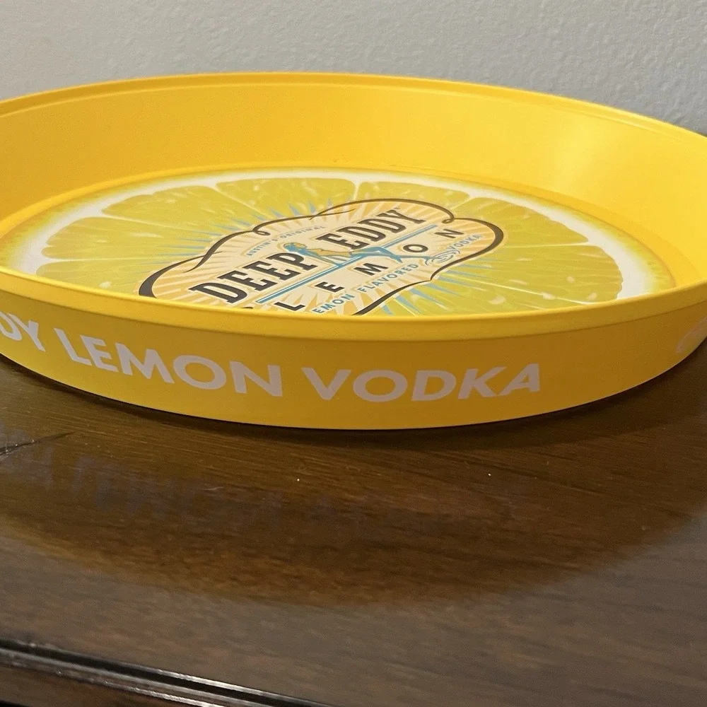 Deep Eddy Lemon Vodka Serving Tray Unisex Yellow Excellent Plastic Barware 13in